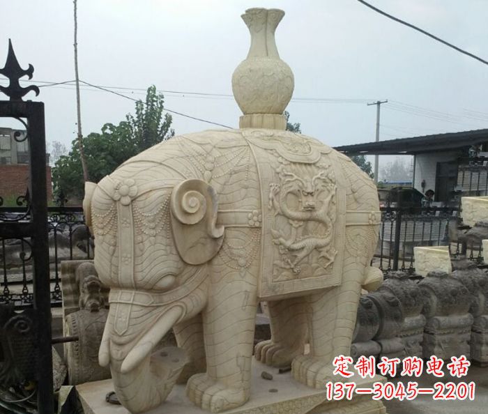 岳阳园林景观驮瓶大象石雕