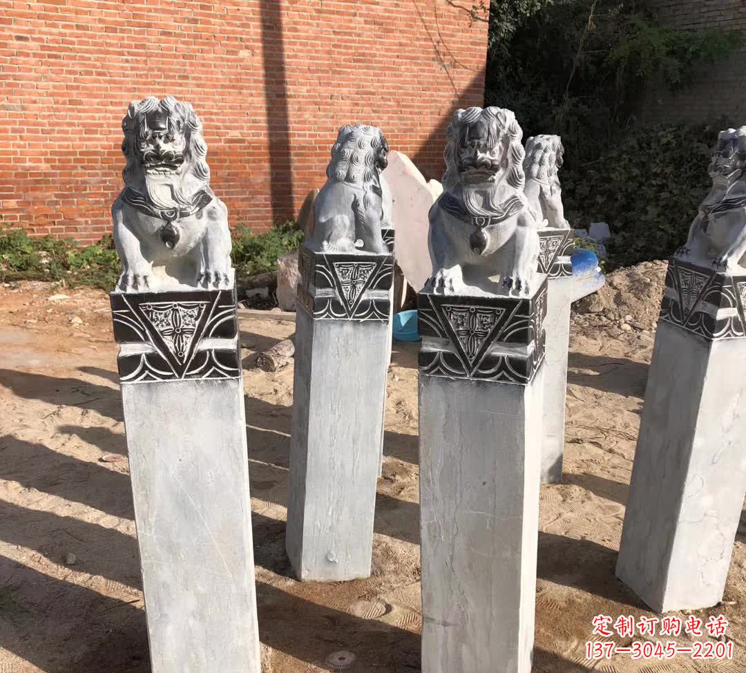 岳阳园林石雕狮子拴马桩