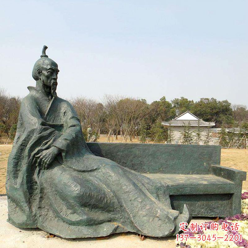 岳阳中国明末清初知名画家八大山人(朱耷)雕塑塑像-公园历史名人铜雕像