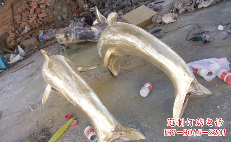 岳阳铸铜海豚公园动物铜雕