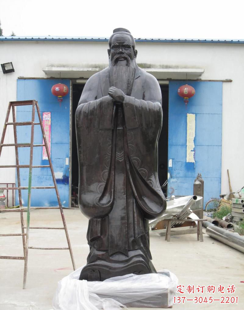 岳阳铸铜孔子摆件