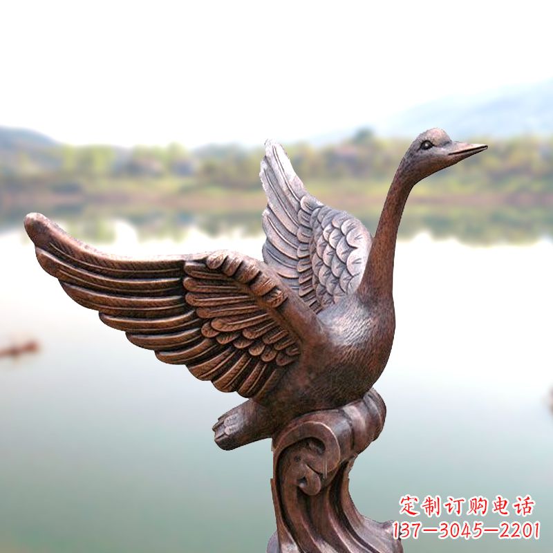 岳阳铸铜天鹅景观摆件