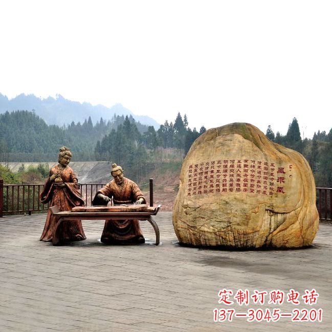 岳阳卓文君与司马相如凤求凰公园景观雕塑-历史典故人物情景雕塑